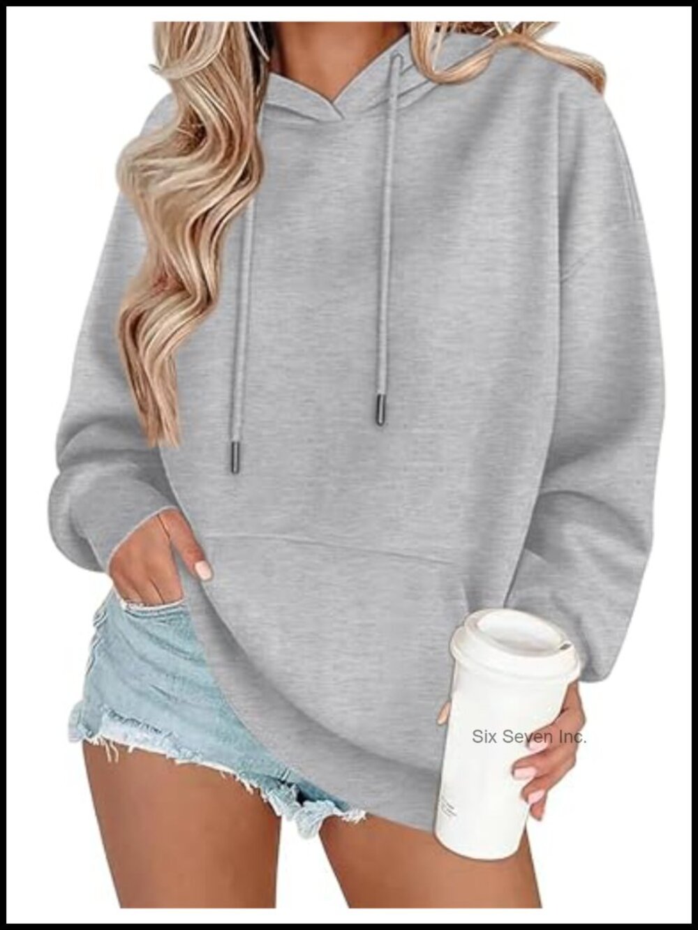 Oversized Fleece Hoodie Long Sleeve Pullover Kangaroo Pocket V Neck Womens